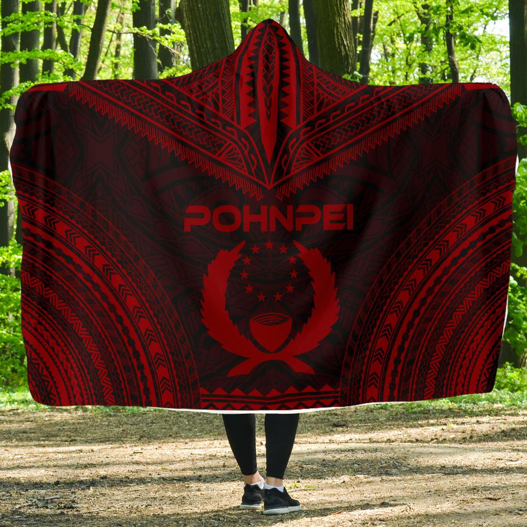 Pohnpei Polynesian Chief Hooded Blanket - Red Version Hooded Blanket Red - Polynesian Pride