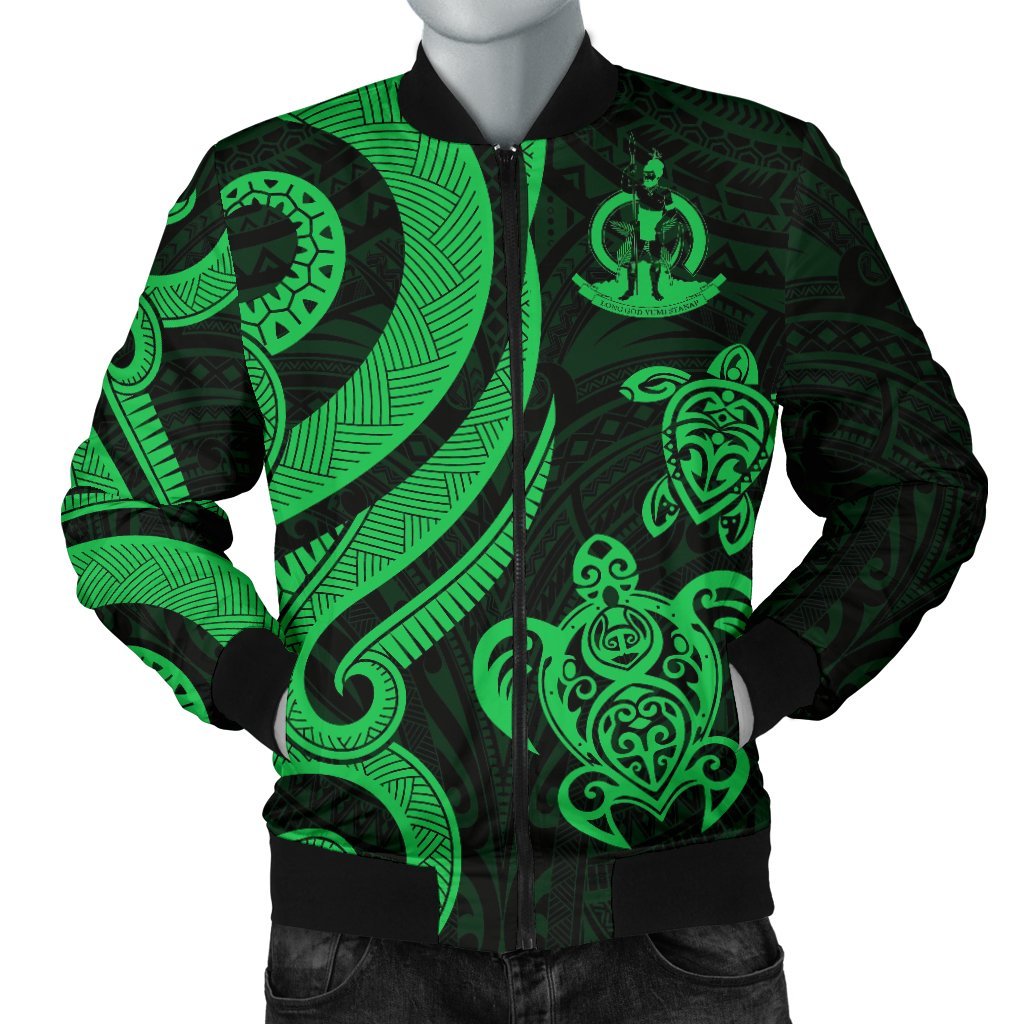 Vanuatu Men's Bomber Jacket - Green Tentacle Turtle Green - Polynesian Pride