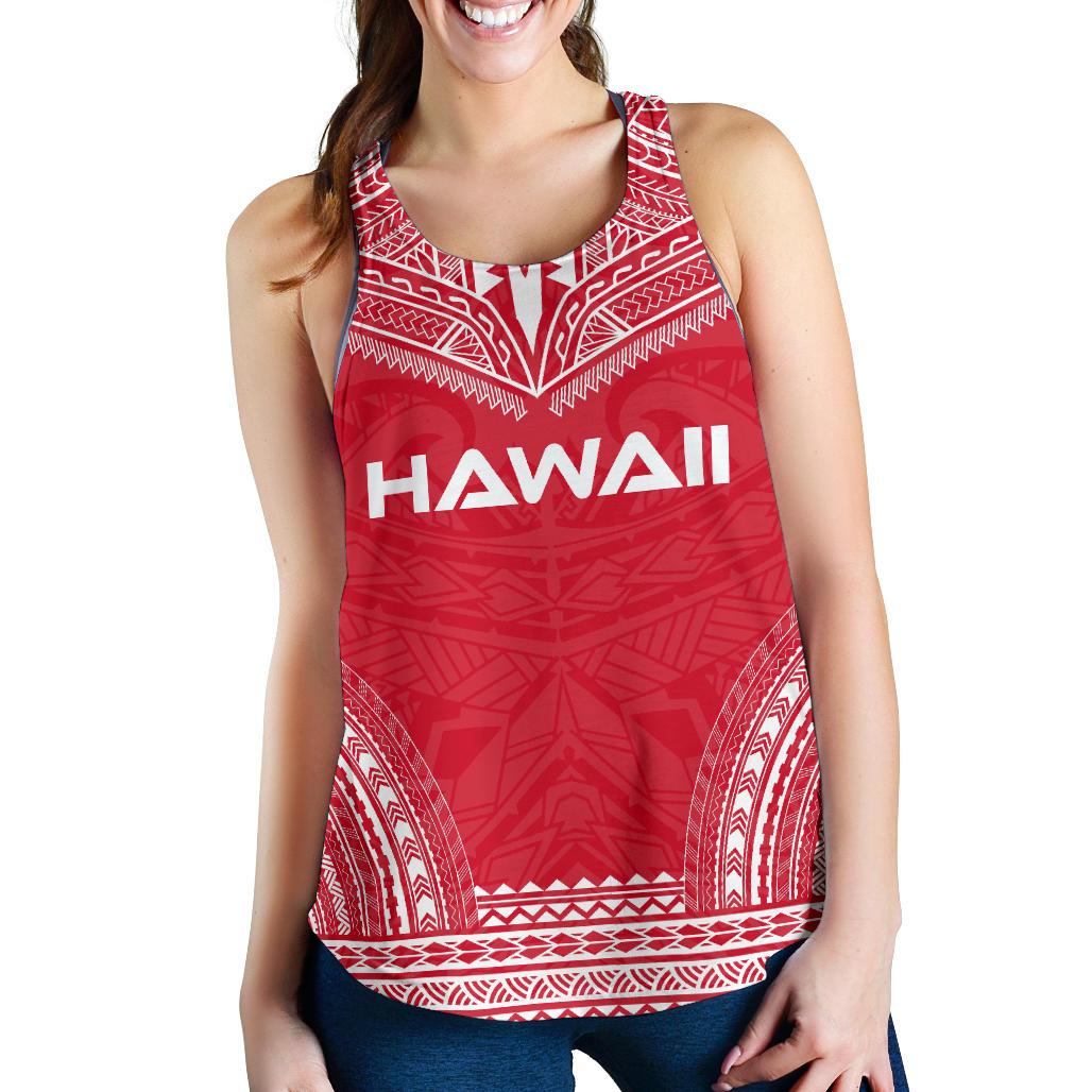 Hawaii Women's Racerback Tank - Polynesian Chief Flag Version Red - Polynesian Pride