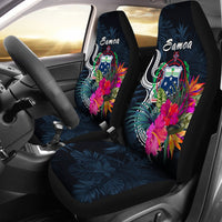 Samoa Polynesian Car Seat Covers - Tropical Flowers Universal Fit Blue - Polynesian Pride