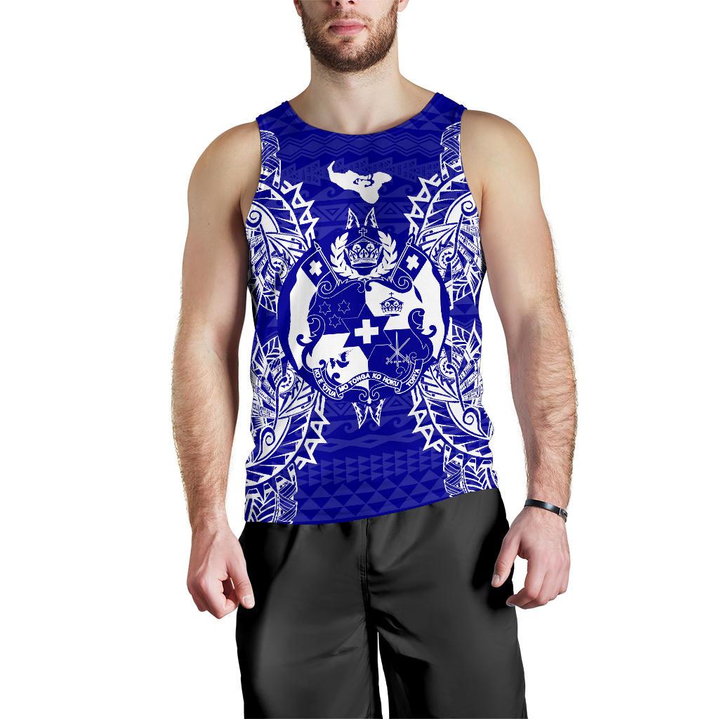 Tonga Polynesian Men Tank Top Map Blue Blue - Polynesian Pride