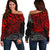 Tonga Polynesian Off Shoulder Sweater (Women) - Red Turtle Flowing Red - Polynesian Pride