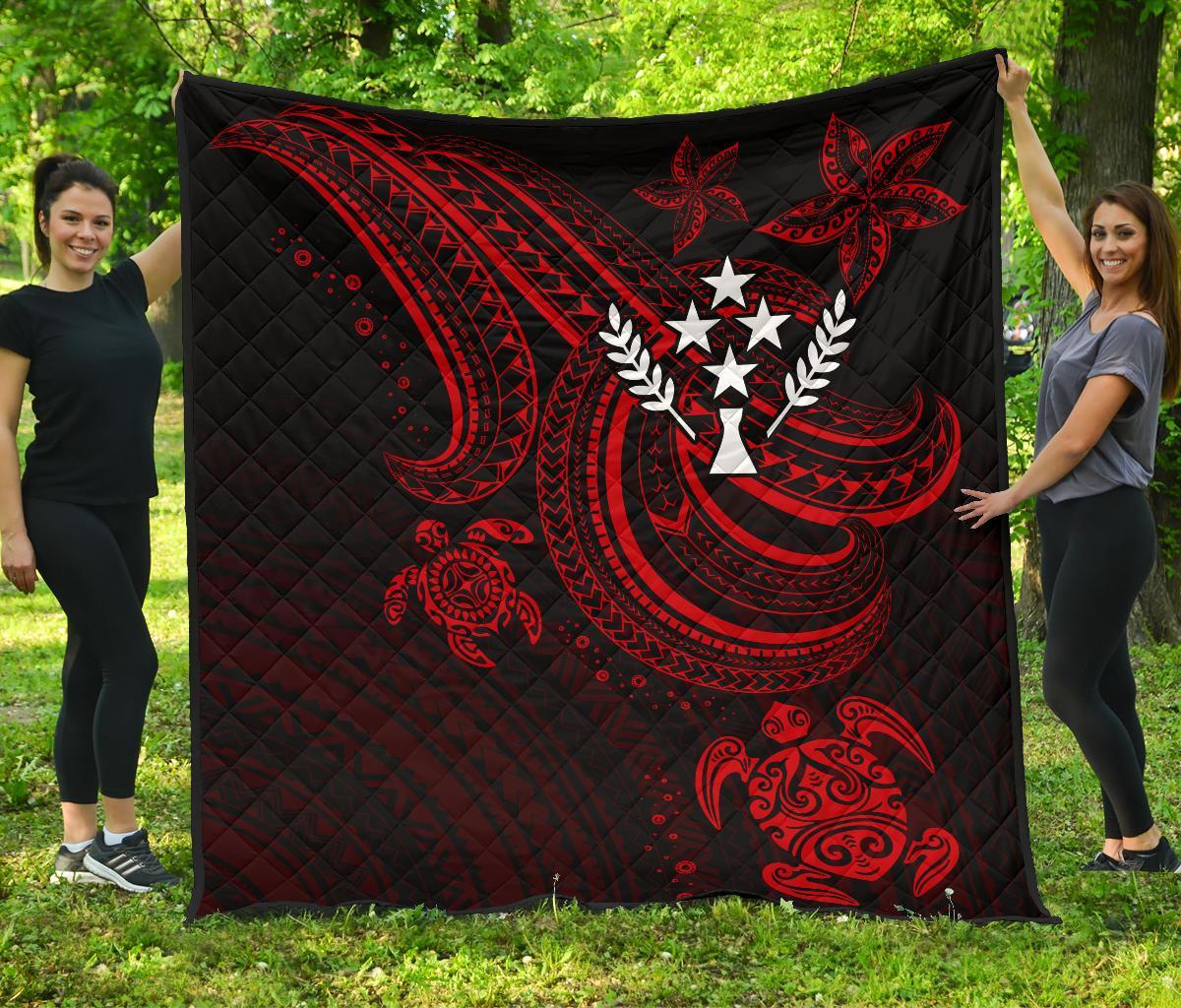 Kosrae Premium Quilt - Red Turtle Red - Polynesian Pride