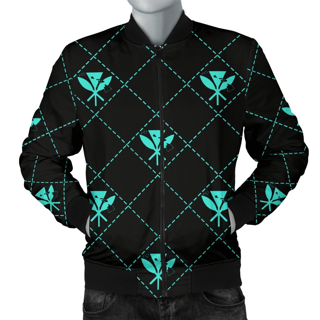 Kanaka Maoli Men's Bomber Jacket Regal AH Men's Bomber Jacket Turquoise - Polynesian Pride