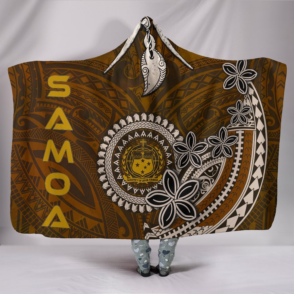 Samoa Hooded Blankets - Polynesian Boar Tusk Hooded Blanket Brown - Polynesian Pride