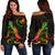 Yap Polynesian Women's Off Shoulder Sweater - Turtle With Blooming Hibiscus Reggae Art - Polynesian Pride