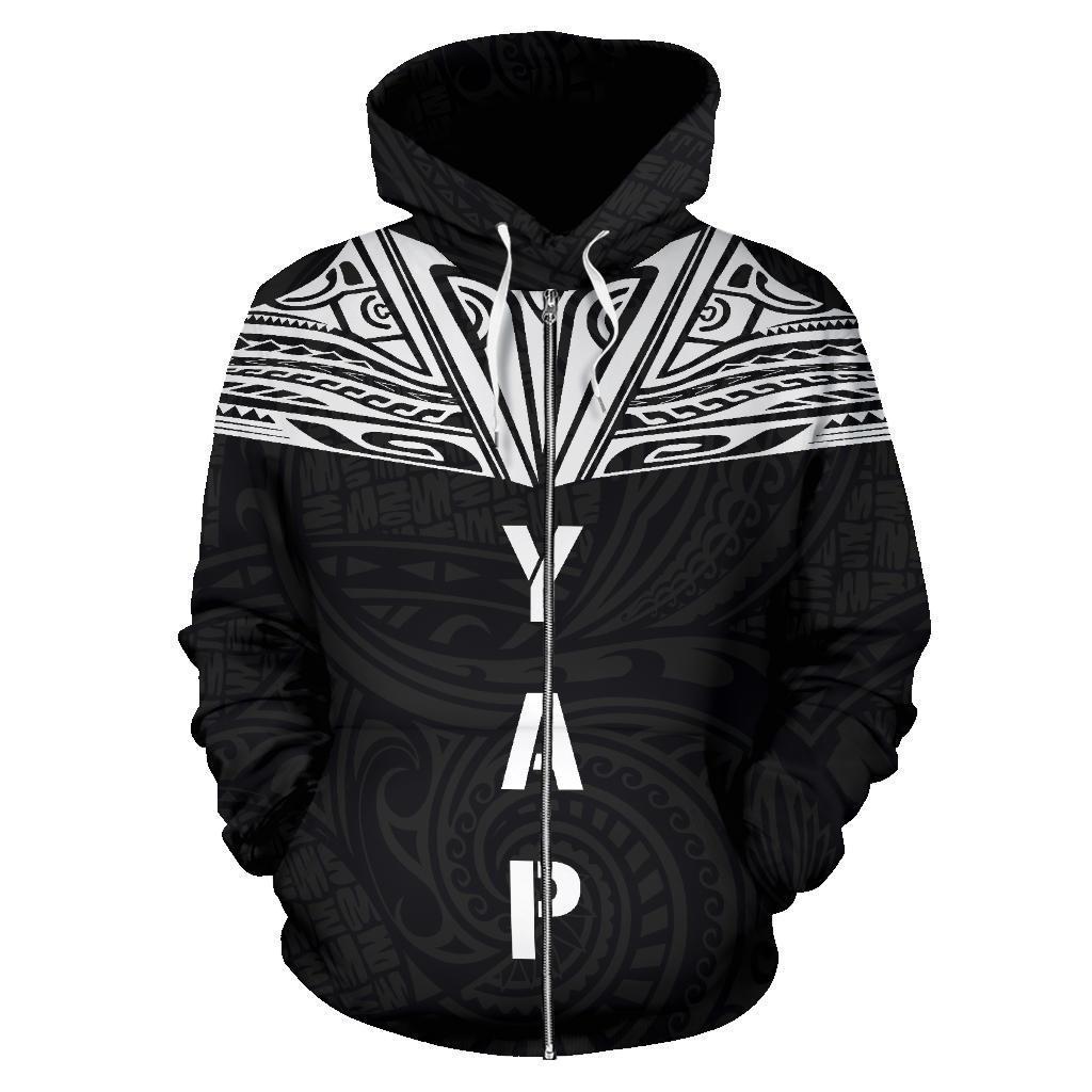 Yap All Over Zip up Hoodie Neck Style - Polynesian Pride