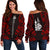 New Caledonia Women's Off Shoulder Sweater - Polynesian Tattoo Red Red - Polynesian Pride