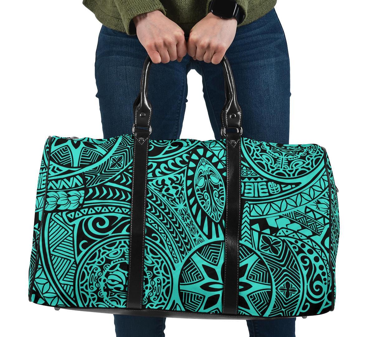 Polynesian Hawaiian Style Tribal Tattoo Turquoise Hawaii Travel Bag Travel Bag One size Turquoise - Polynesian Pride