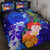 Polynesian Hawaii Custom Personalised Quilt Bed Set - Humpback Whale with Tropical Flowers (Blue) Blue - Polynesian Pride