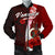 Vanuatu Polynesian Men's Bomber Jacket - Coat Of Arm With Hibiscus Red - Polynesian Pride