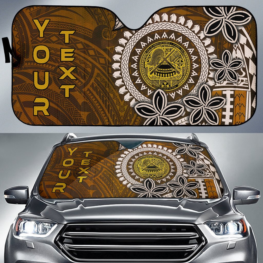 American Samoa Custom Personalised Auto Sun Shades - Polynesian Boar Tusk Auto Sun Shade Universal Fit Brown - Polynesian Pride