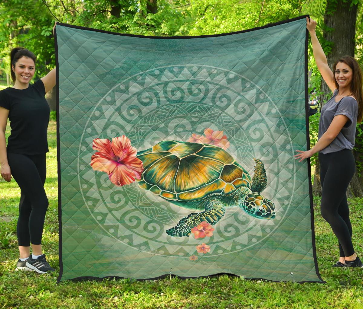 Circle Turtle Premium Quilt Green - Polynesian Pride