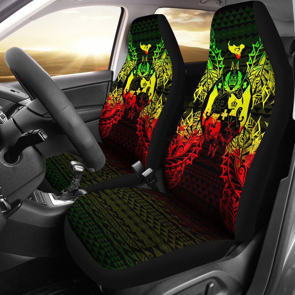 Tonga Car Seat Cover - Tonga Coat Of Arms Map Reggae Universal Fit Reggae - Polynesian Pride