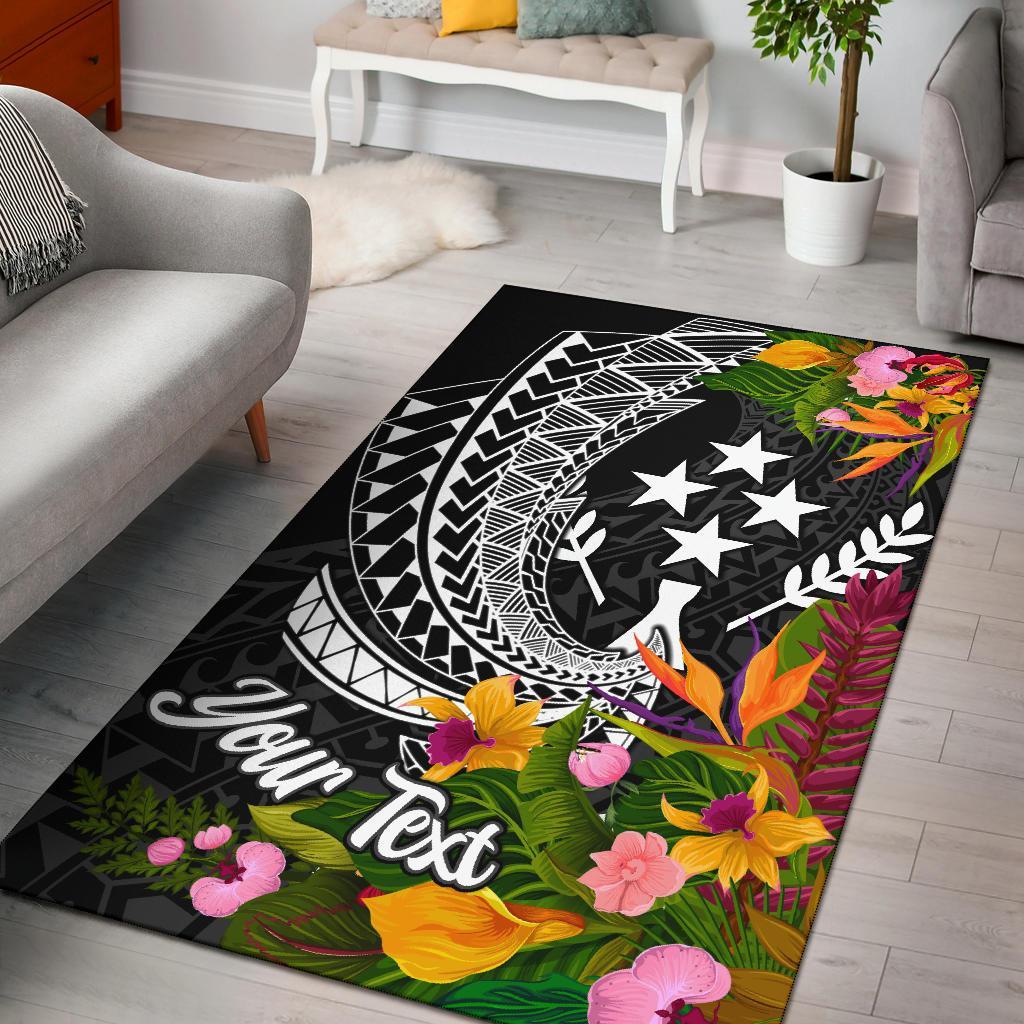 Kosrae State Area Rug - Custom Personalised Seal Spiral Polynesian Patterns Black - Polynesian Pride