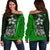 Chuuk Micronesian Women Off Shoulder Sweater Green - Turtle With Hook Green - Polynesian Pride