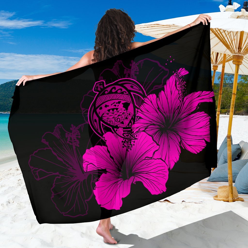 Hawaii Hibiscus Sarong - Turtle Map - Pink Sarong One Size Pink - Polynesian Pride