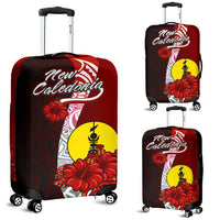 New Caledonia Polynesian Luggage Covers - Coat Of Arm With Hibiscus Red - Polynesian Pride