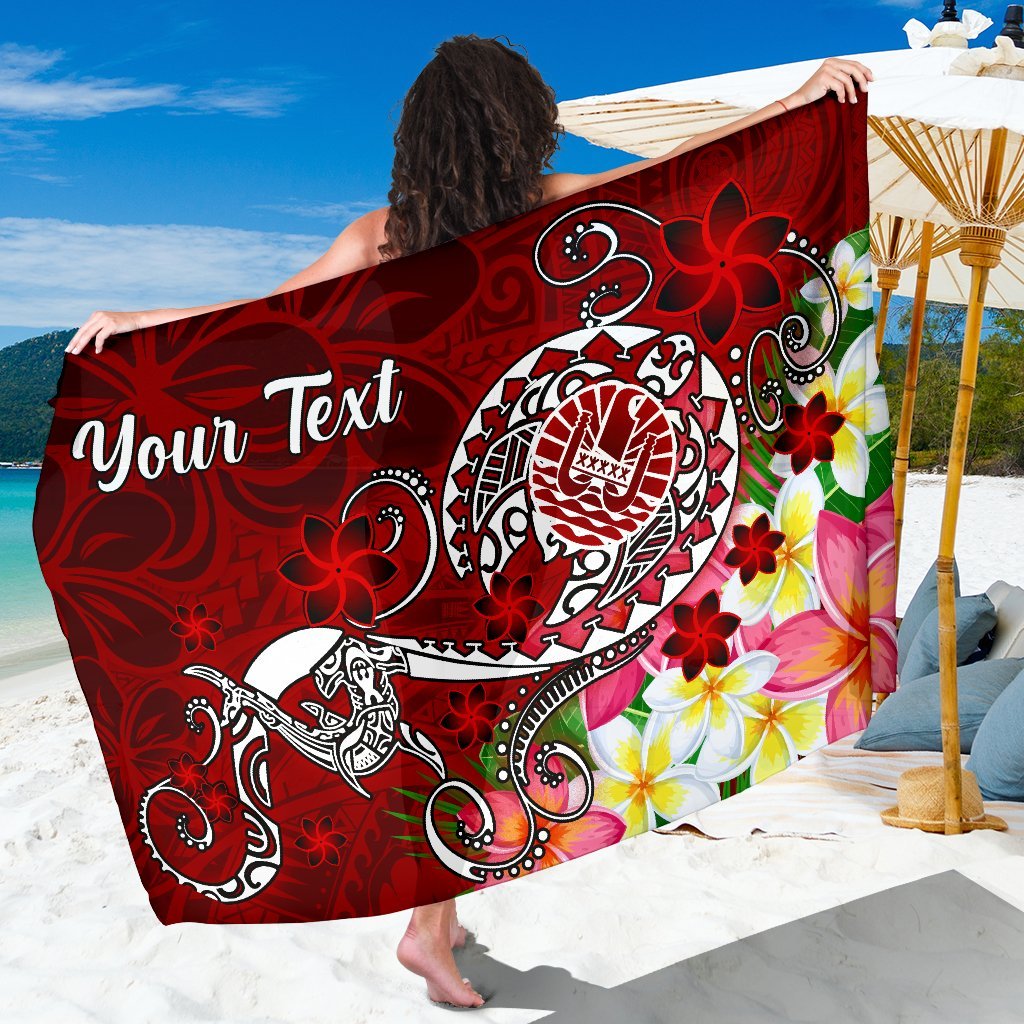 Tahiti Custom Personalised Sarong - Turtle Plumeria (Red) One Style One Size Red - Polynesian Pride