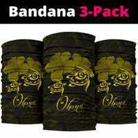 Hawaii Turtle Ohana Hibiscus Polynesian Bandana 3-Pack - Unique Style Yellwo - Polynesian Pride