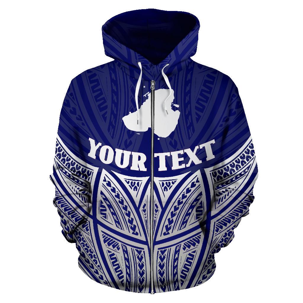 Kosrae Polynesian Custom Zip up Hoodie Blue Pride Map and Seal - Polynesian Pride