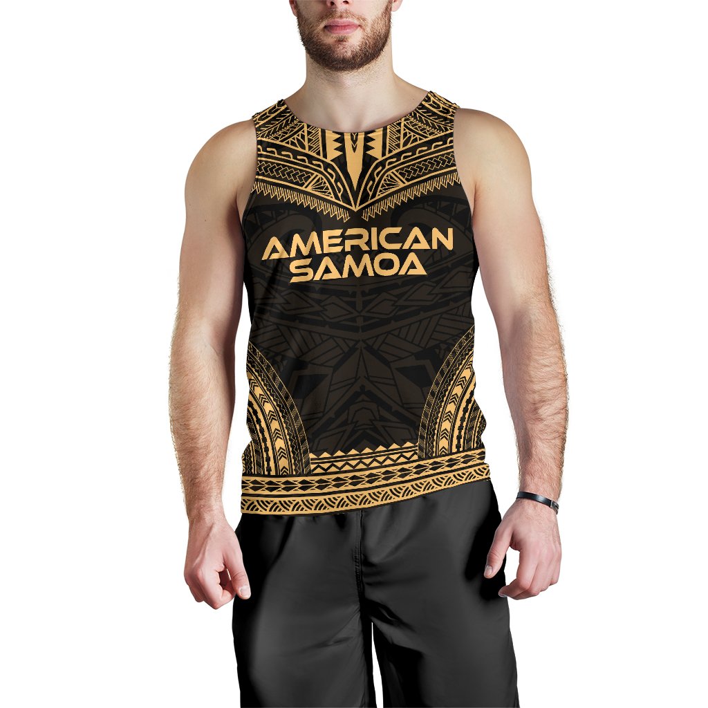 American Samoa Men's Tank Top - Polynesian Chief Gold Version Gold - Polynesian Pride