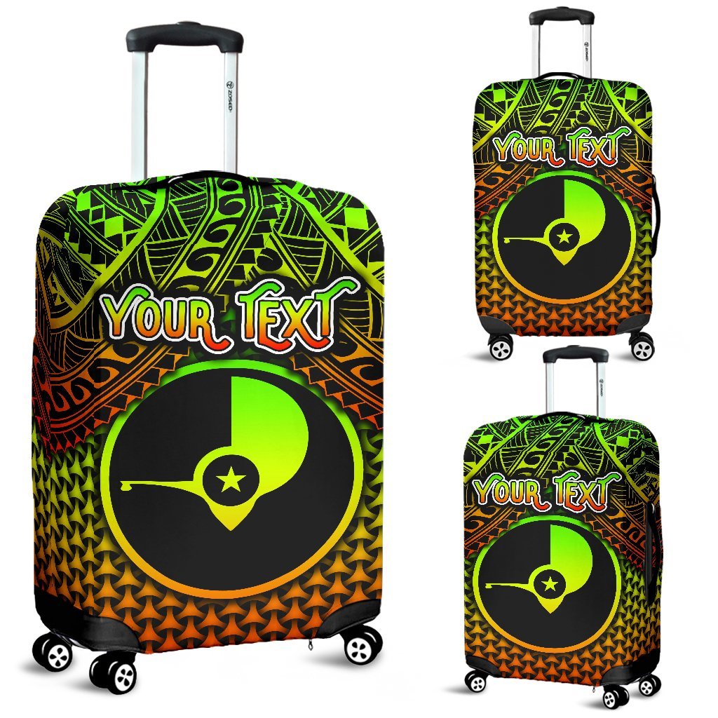 Polynesian Yap Personalised Luggage Covers - Reggae Vintage Polynesian Patterns Black - Polynesian Pride