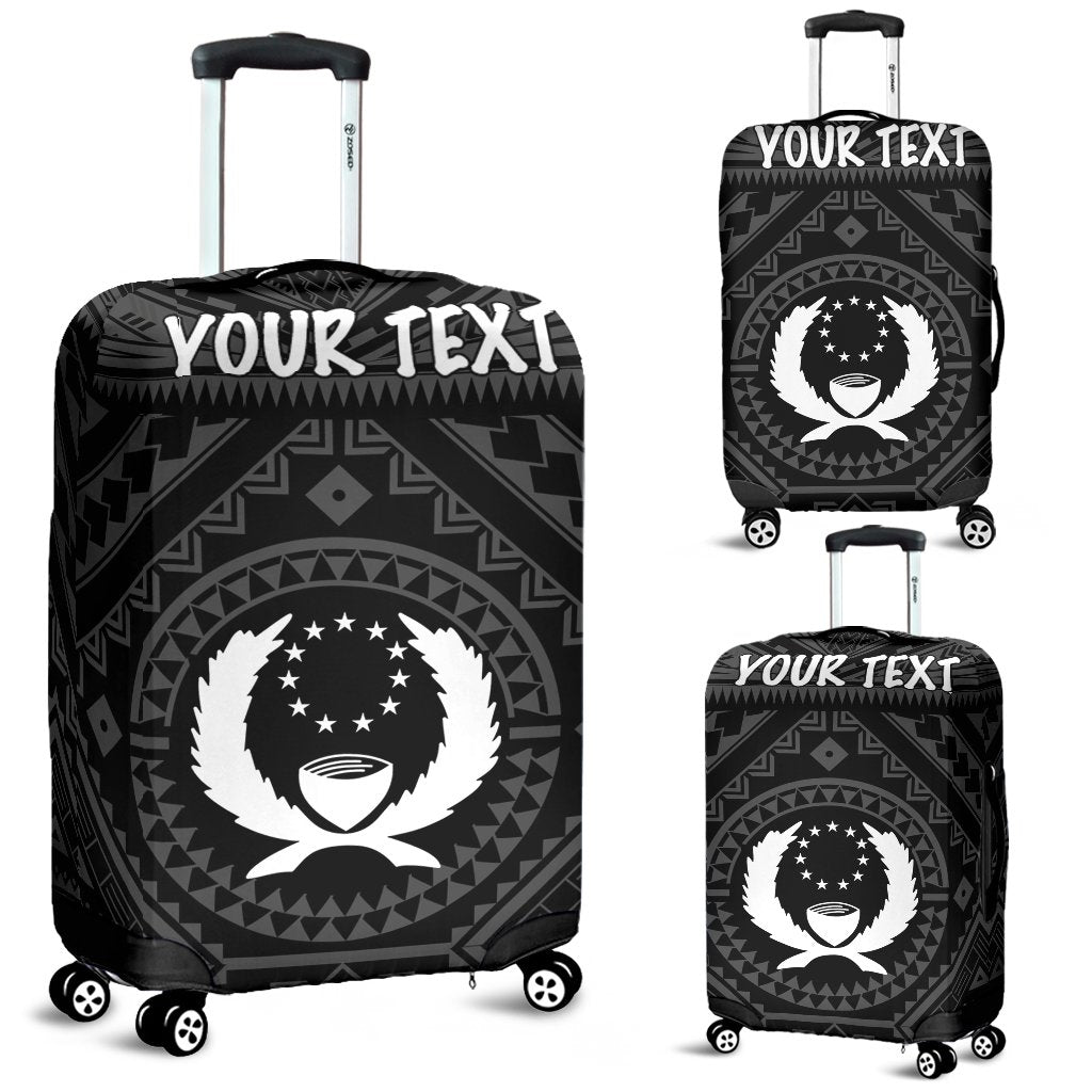 Pohnpei Personalised Luggage Covers - Pohnpei Seal With Polynesian Tattoo Style ( Black) - Polynesian Pride