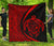 Hawaii Turtle Map Polynesian Premium Quilt - Red - Circle Style Red - Polynesian Pride
