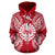 French Polynesia Polynesian All Over Zip up Hoodie Map Red White - Polynesian Pride