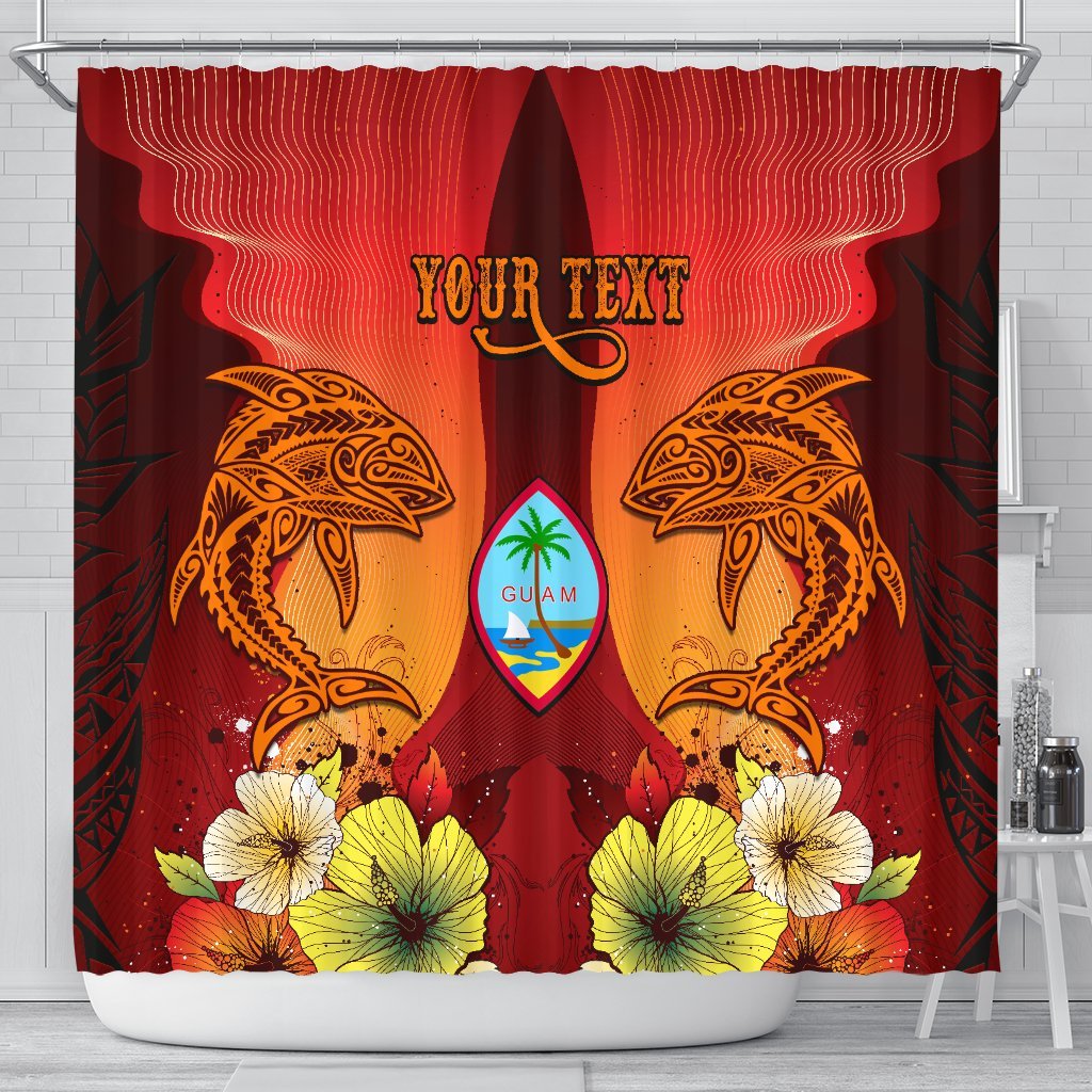 Guam Custom Personalised Shower Curtains - Tribal Tuna Fish - Polynesian Pride