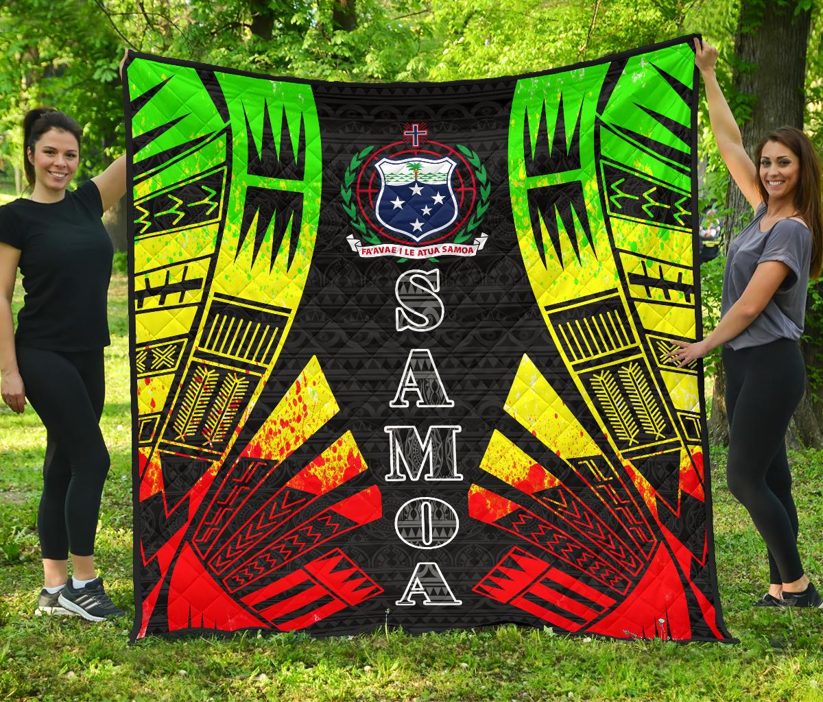 Samoa Premium Quilt - Samoa Coat Of Arms Polynesian Reggae Tattoo - Polynesian Pride