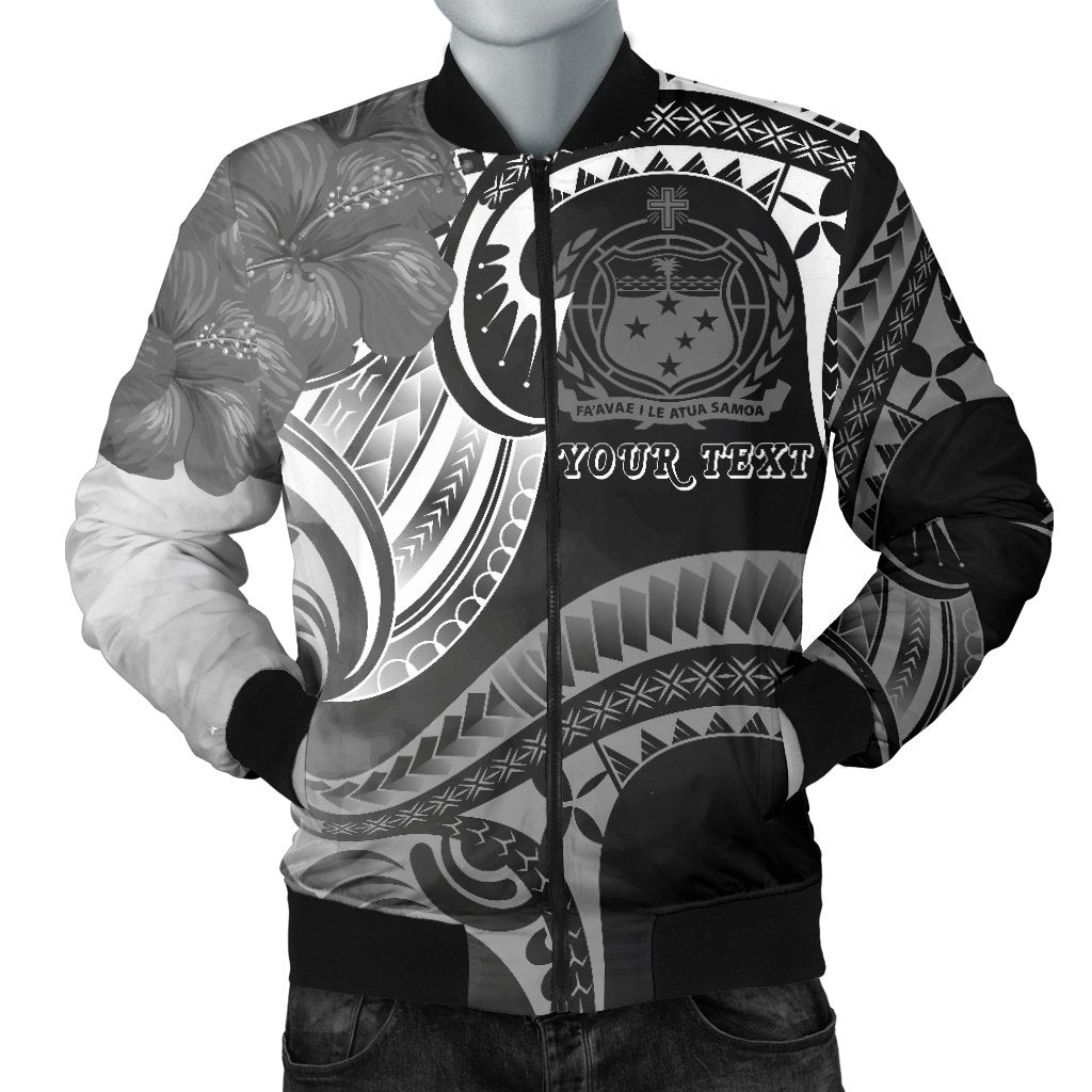 Samoa Custom Personalised Men's Bomber Jacket - Samoa Seal Wave Style (Black) Black - Polynesian Pride