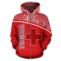 Tonga All Over Zip up Hoodie Polynesia Curve Style - Polynesian Pride