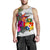 Tonga Men's Tank Top Polynesian Hibiscus White Pattern - Polynesian Pride