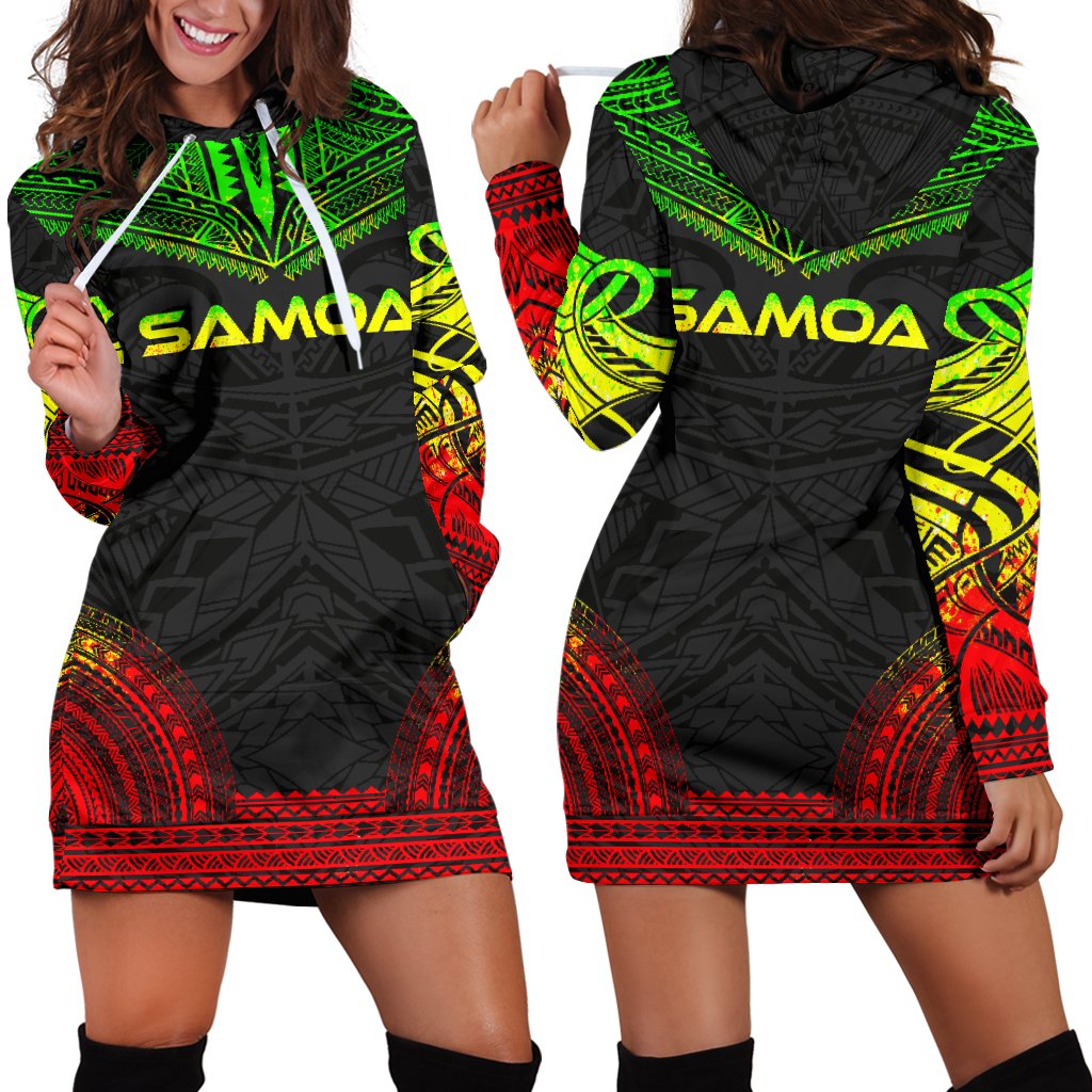 Samoa Women's Hoodie Dress - Polynesian Reggae Chief Reggae - Polynesian Pride