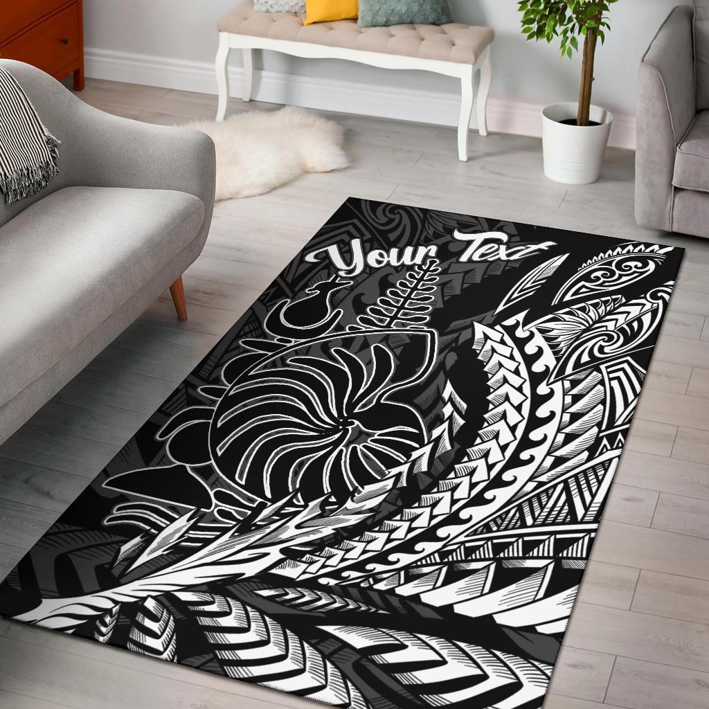 New Caledonia Area Rug - Coat of Arms Custom Personalised Wings Style Black - Polynesian Pride