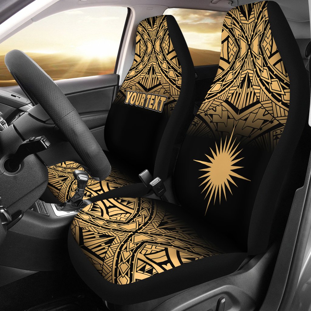 Marshall Islands Car Seat Covers - Marshall Islands Flag Polynesian Tattoo Gold Fog Universal Fit Gold - Polynesian Pride