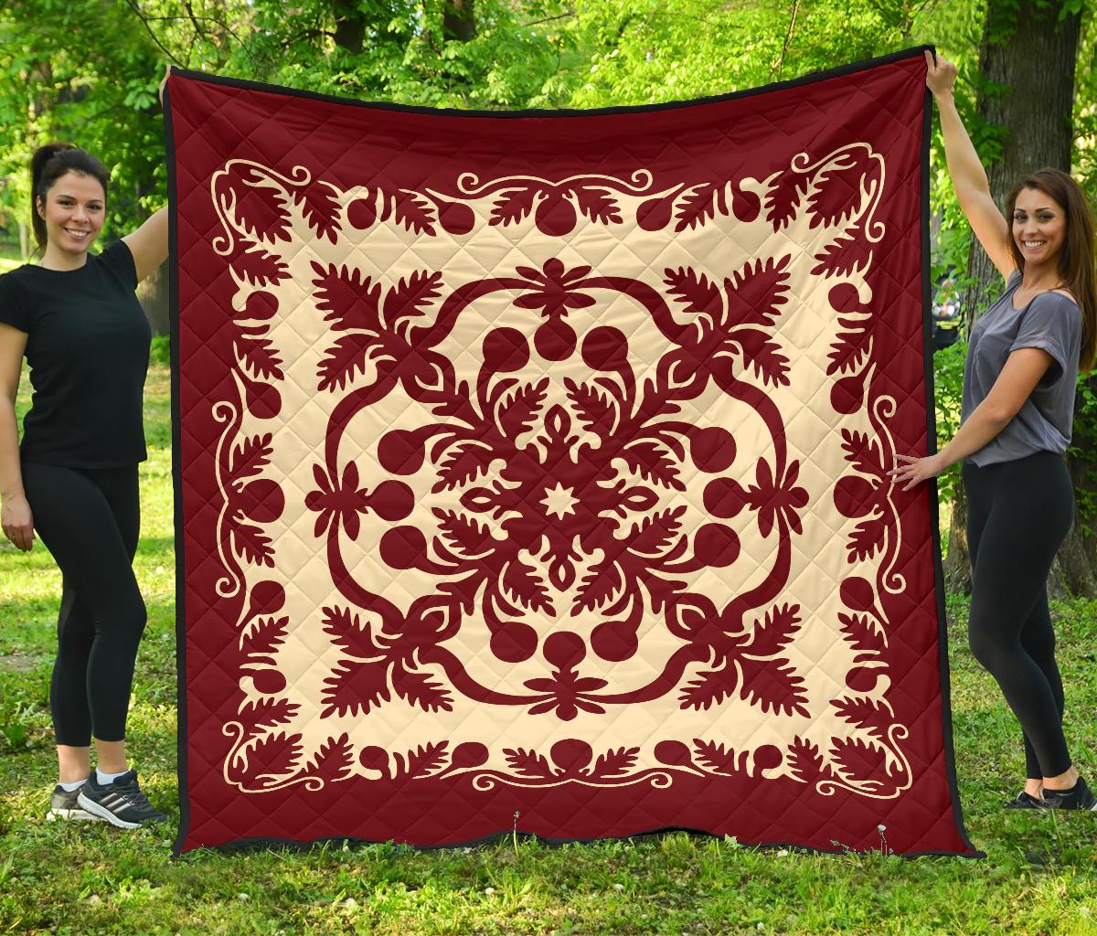 Hawaiian Quilt Royal Premium Quilt Red - Polynesian Pride