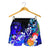 Tonga Women's Shorts - Humpback Whale with Tropical Flowers (Blue) - Polynesian Pride