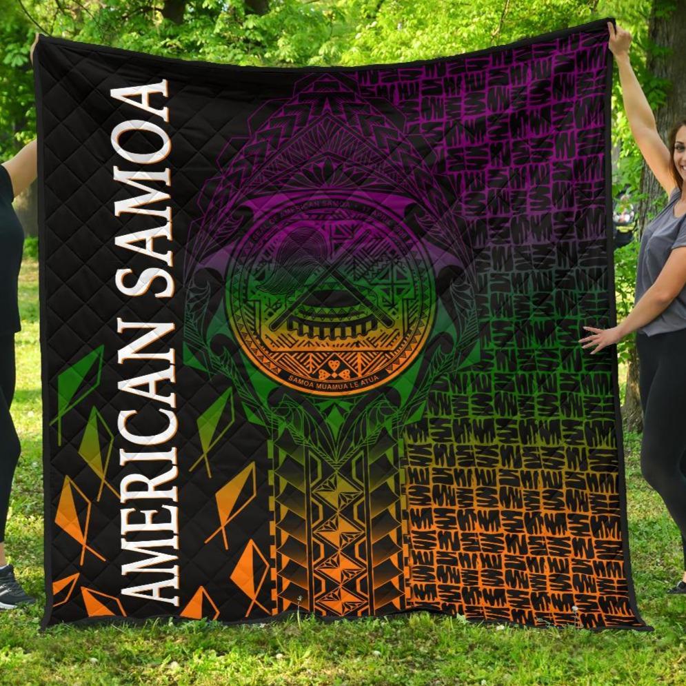 American Samoa Premium Quilt - AS Seal Rocket Style Black - Polynesian Pride