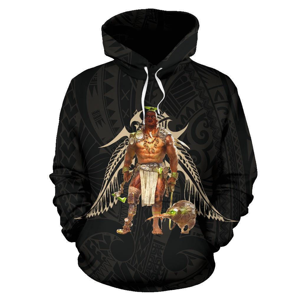 Maori Haka Warrior Hoodie New Zealand Unisex Black - Polynesian Pride