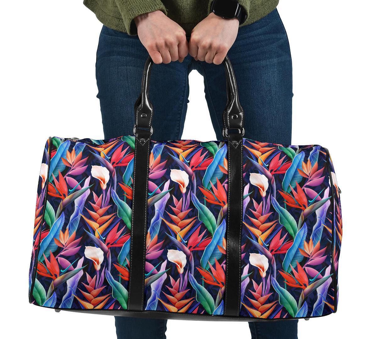 Tropical Flower Hawaii Travel Bag Travel Bag One size Black - Polynesian Pride