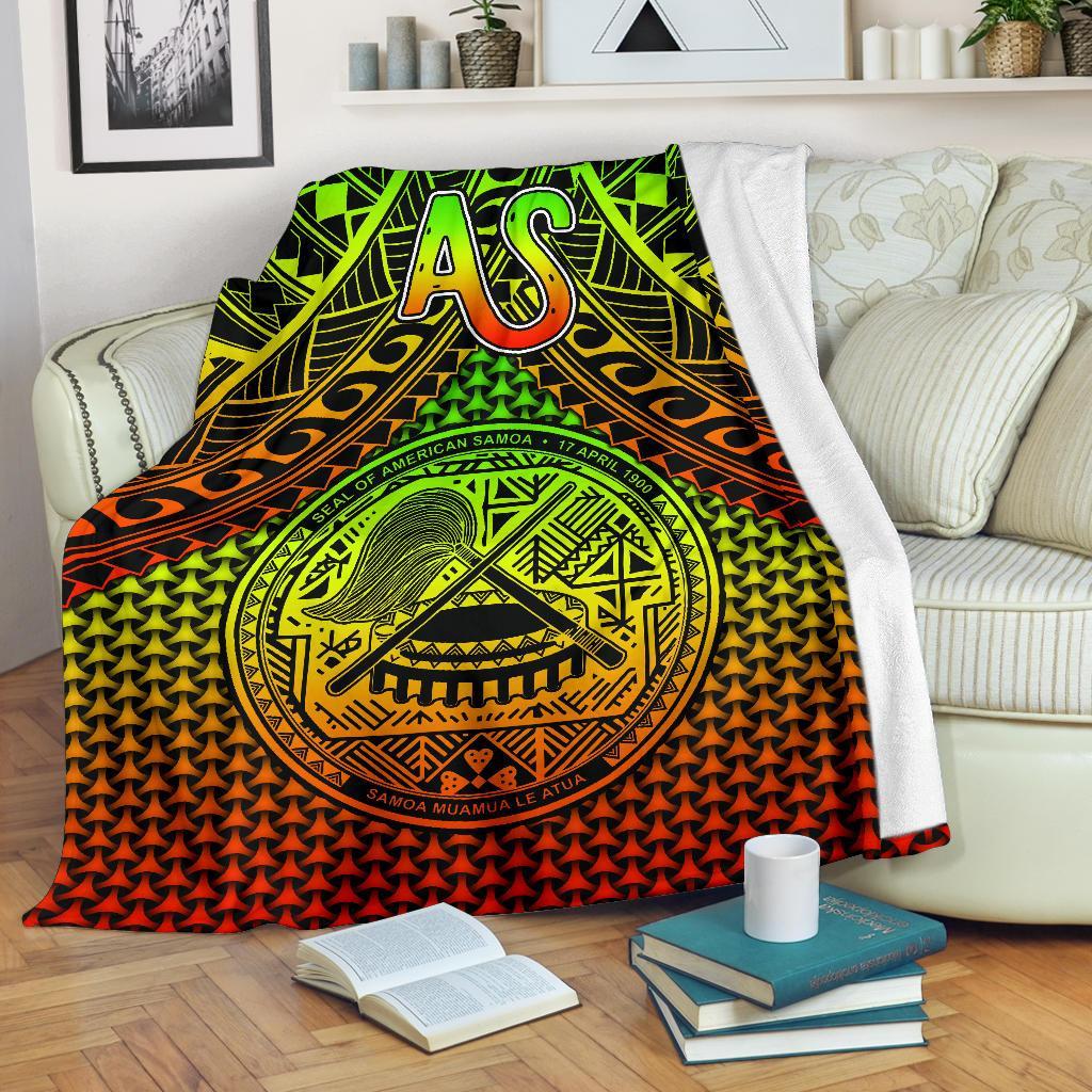 Polynesian American Samoa Premium Blanket - Reggae Vintage Polynesian Patterns White - Polynesian Pride