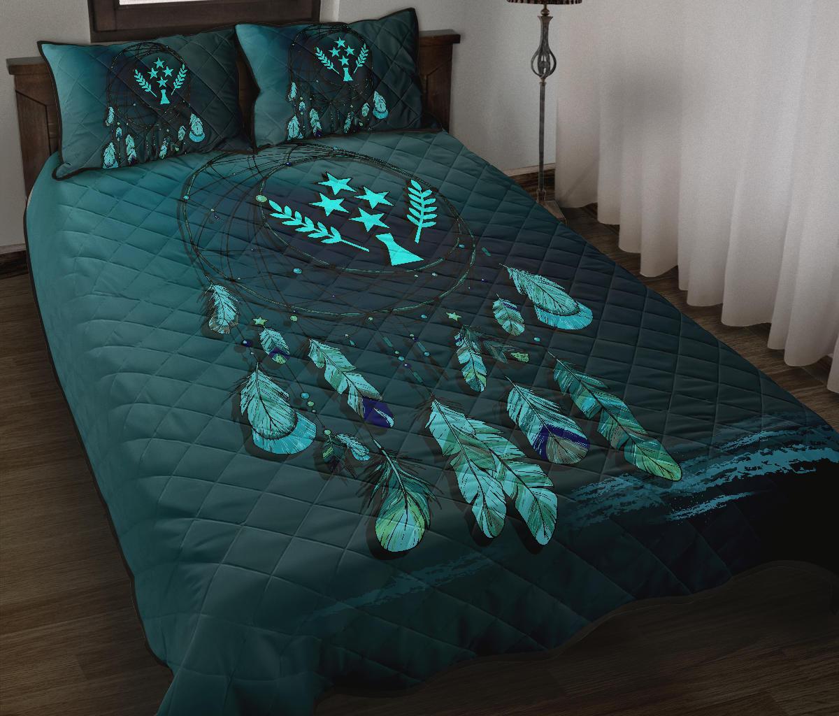 Kosrae Polynesian Quilt Bed Set Dreamcatcher Blue Blue - Polynesian Pride