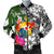 Tonga Custom Personalised Men's Bomber Jacket White - Turtle Plumeria Banana Leaf White - Polynesian Pride