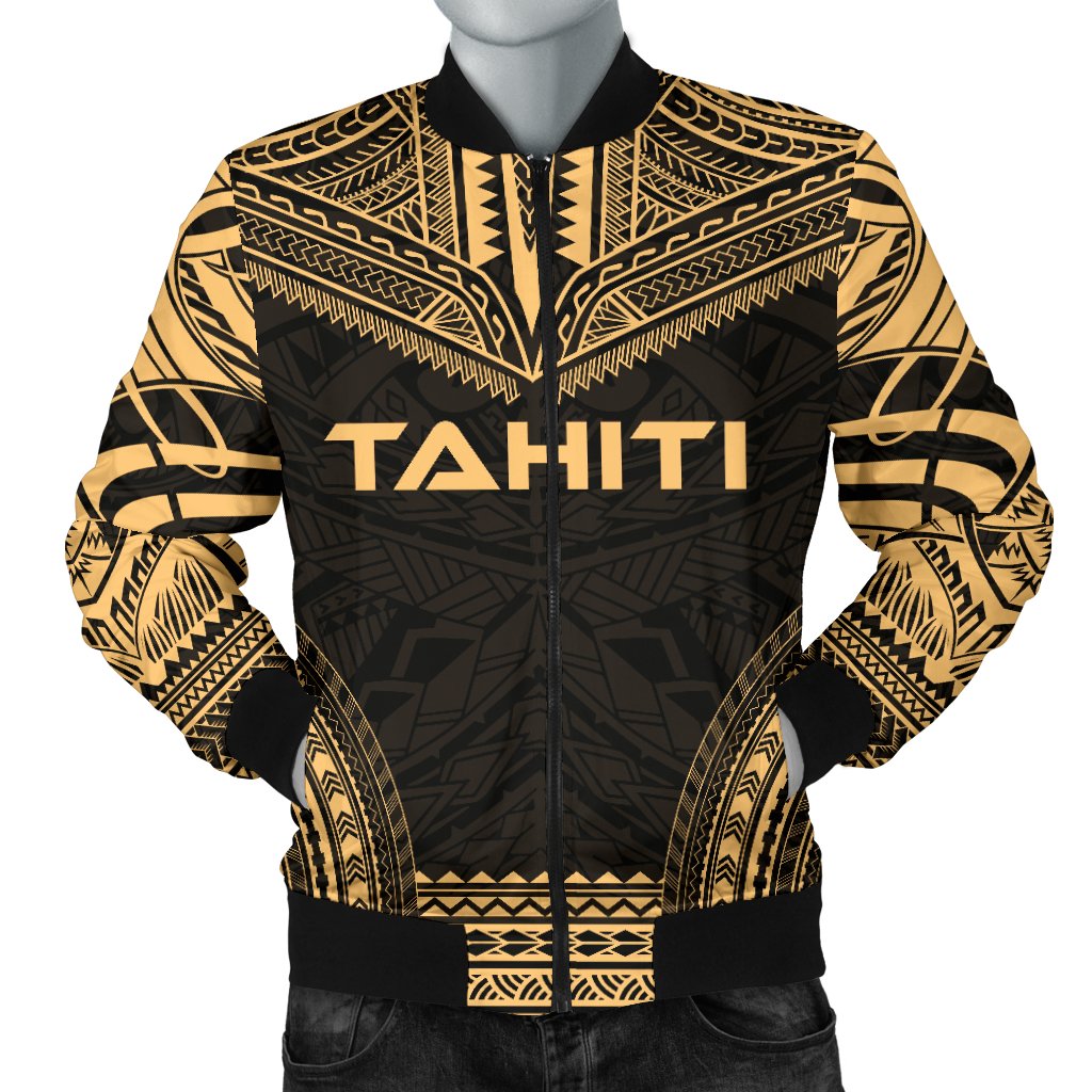 Tahiti Polynesian Chief Men's Bomber Jacket - Gold Version Gold - Polynesian Pride