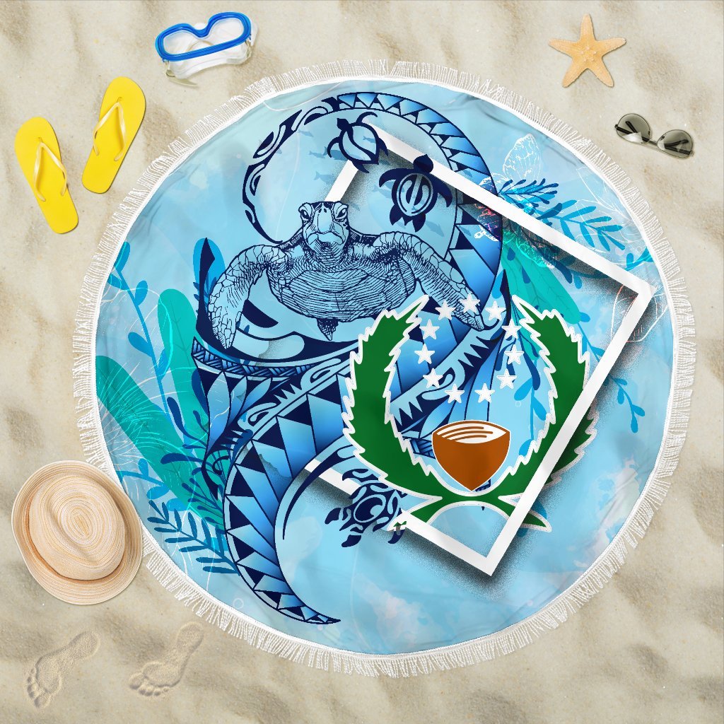 Pohnpei State Beach Blanket - Turtle Under The Sea Style Beach Blanket - Pohnpei State One Size Blue - Polynesian Pride