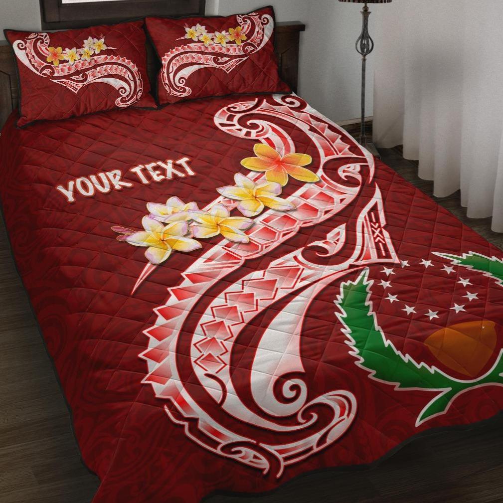 Pohnpei Personalised Quilt Bed Set - Pohnpei Seal Polynesian Patterns Plumeria Red - Polynesian Pride