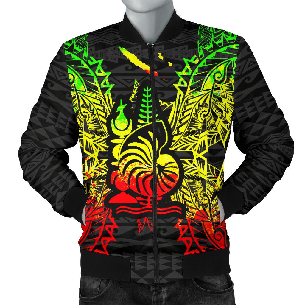 New Caledonia Polynesian Men's Bomber Jacket Map Reggae Reggae - Polynesian Pride